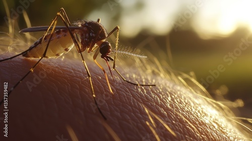 Wallpaper Mural Mosquito on forearm serene outdoor setting discomfort and curiosity theme Torontodigital.ca