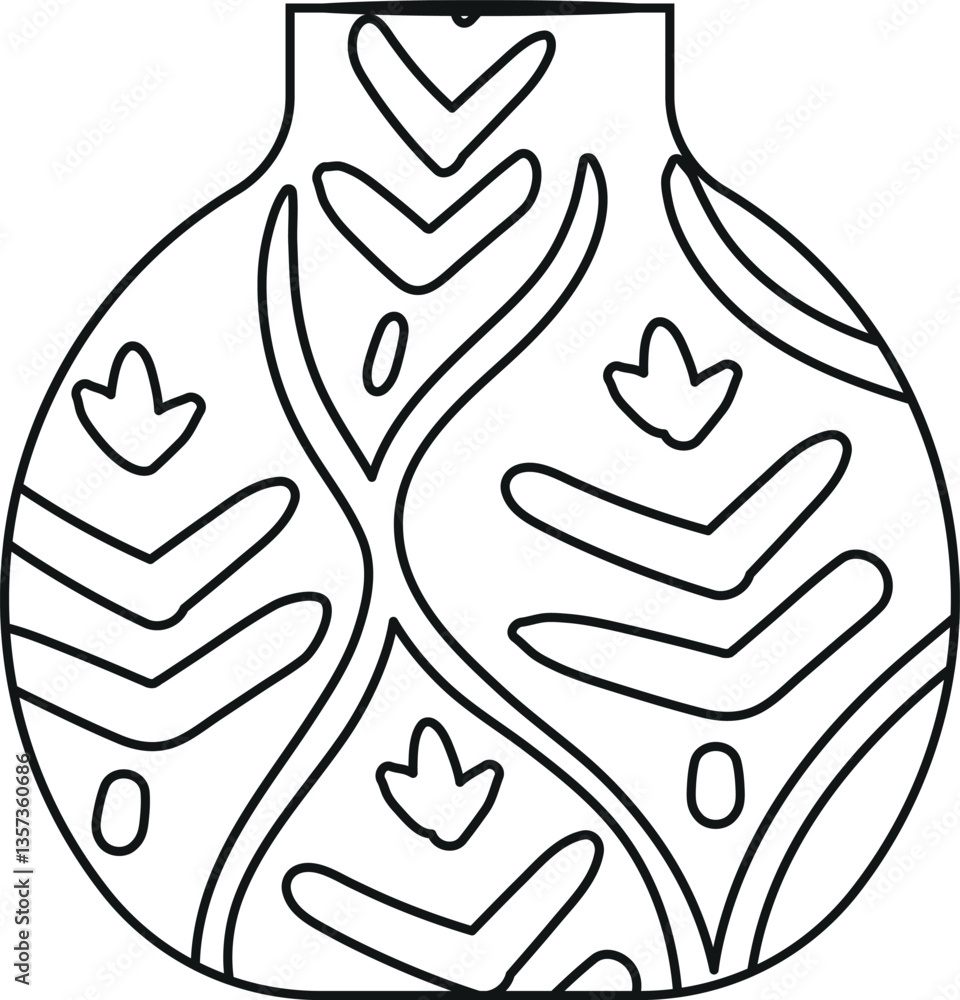 Fototapeta premium Black-and-white antique pot vector illustration