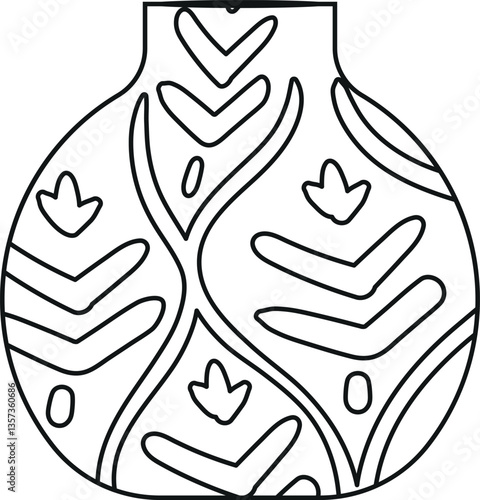 Black-and-white antique pot vector illustration