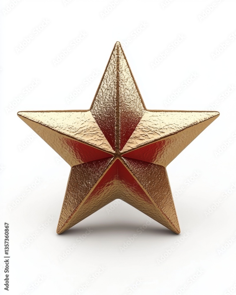 Golden textured star on white background a symbol of success achievement and excellence with bright light and shadow for decoration Golden textured star on white background a symbol of success achievement and excellence with bright light and shadow for decoration