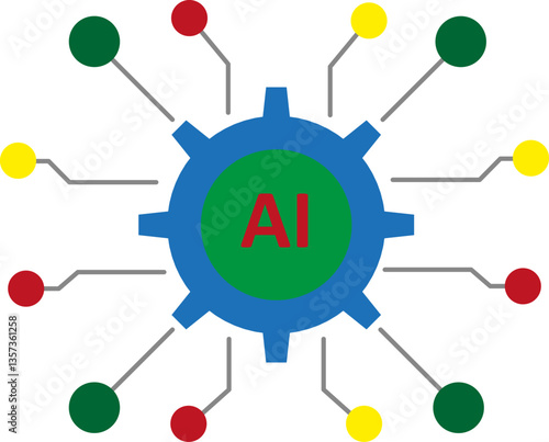 Artificial intelligence flat colors icon
