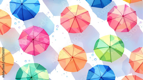 Watercolor pattern umbrellas white background