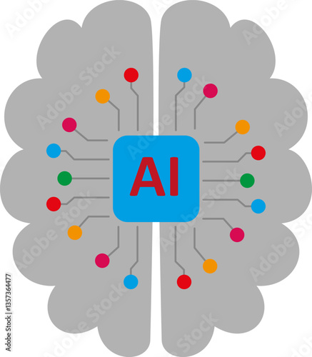 Artificial intelligence flat colors icon
