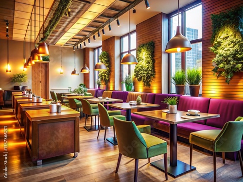 Stylish Italian Restaurant Interior with Copy Space - Modern Design