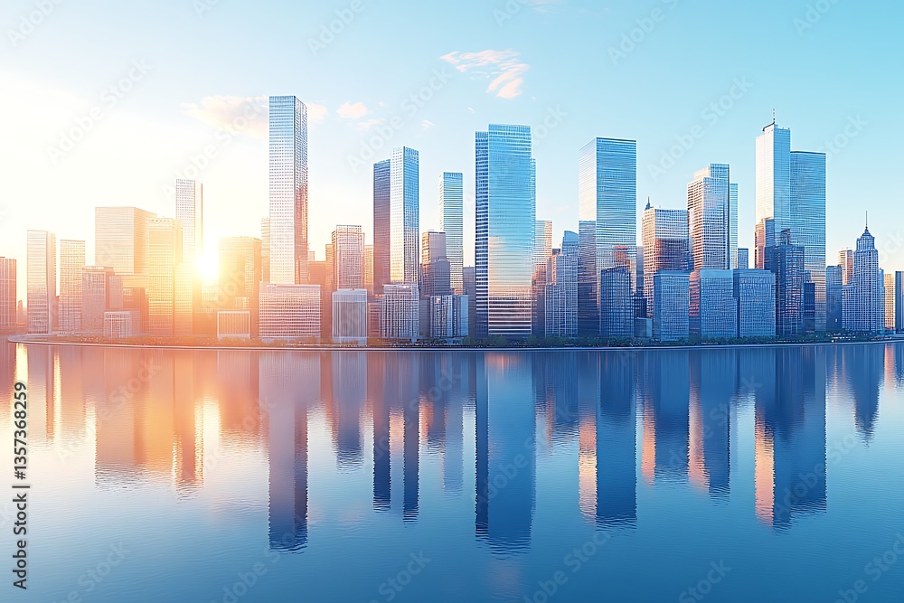 Sunrise Cityscape Reflection. Sunrise Cityscape Reflection.