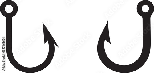 Fishing Hook Logo Set – Scalable Vector Icons & Fish Symbol Graphics