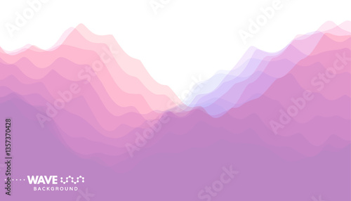Abstract background. Realistic landscape with waves. Water surface. Mountains. 3D vector illustration for brochure, poster, presentation, flyer, cover or banner.