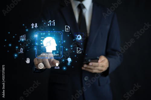 Obraz na płótnie Digital transformation initiatives involve integrating advanced technologies into business operations. By adopting tools such as cloud computing artificial intelligence w salonie