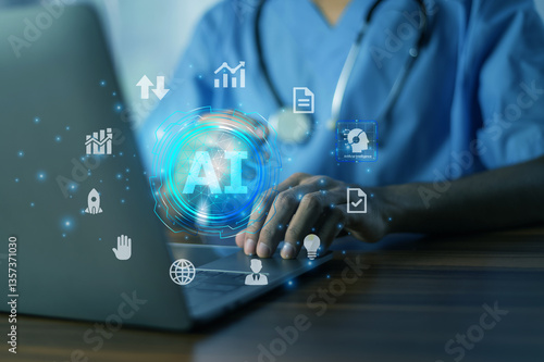 Obraz na płótnie Data analytics tools help doctors analyze trends in patient outcomes and population health. w salonie
