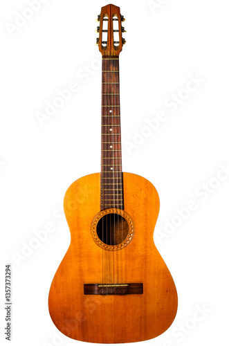Obraz na płótnie Vintage Acoustic Guitar Isolated on White w salonie