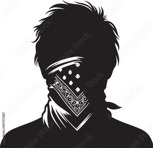 Bandana-covered protester artwork