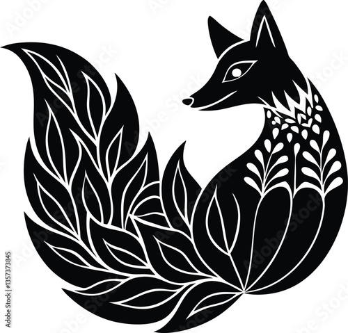 A foxy vector art shows a fox with a butterfly