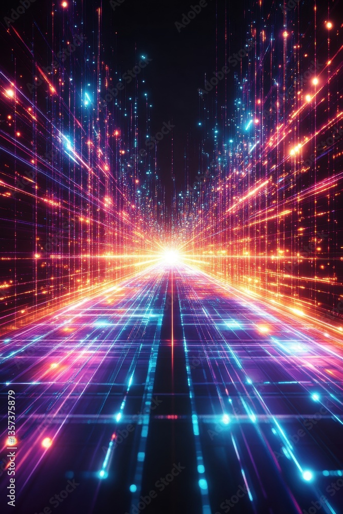 Futuristic Digital Highway Neon Lights and Data Streams Futuristic Digital Highway Neon Lights and Data Streams