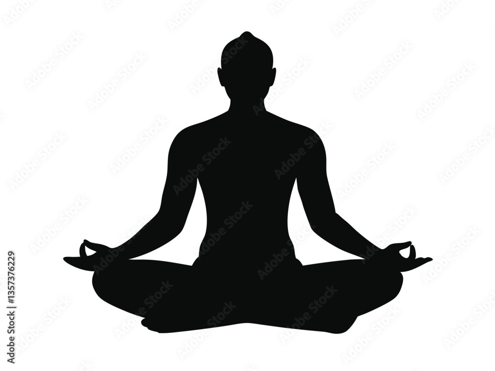 A man sitting and meditating icon black silhouette flat style, Yoga Silhouette vector. A man sitting and meditating icon black silhouette flat style, Yoga Silhouette vector.