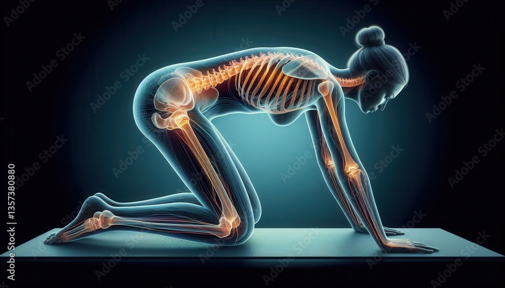 Obraz premium Dynamic visualization of human anatomy skeletons and muscles in creative motion art