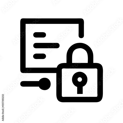 Encryption icon with lock and data on transparent background  