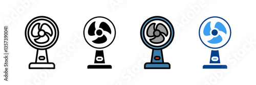 Desk Fan Icon Set Multiple Style Collection