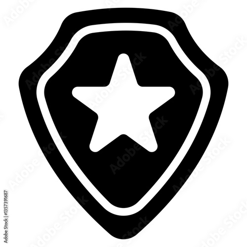Minimalist Glyph Police Badge Icon