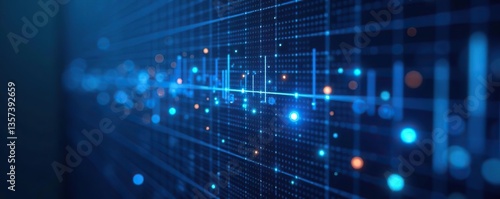 Wallpaper Mural Blue technology grid background with abstract virtual screen design,  blue,  abstract Torontodigital.ca