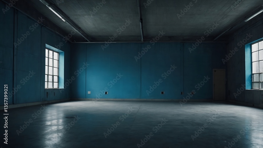 Obraz premium empty room with blue windows
