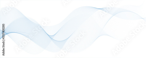 Abstract sky blue and white wave geometric Technology, data science frequency gradient lines on transparent background.  Modern blue moving lines design element. Futuristic technology concept. 