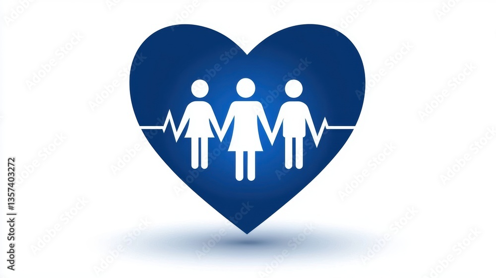 Heart graphic featuring three people holding hands with an EKG line, symbolizing connection and health. Heart graphic featuring three people holding hands with an EKG line, symbolizing connection and health.
