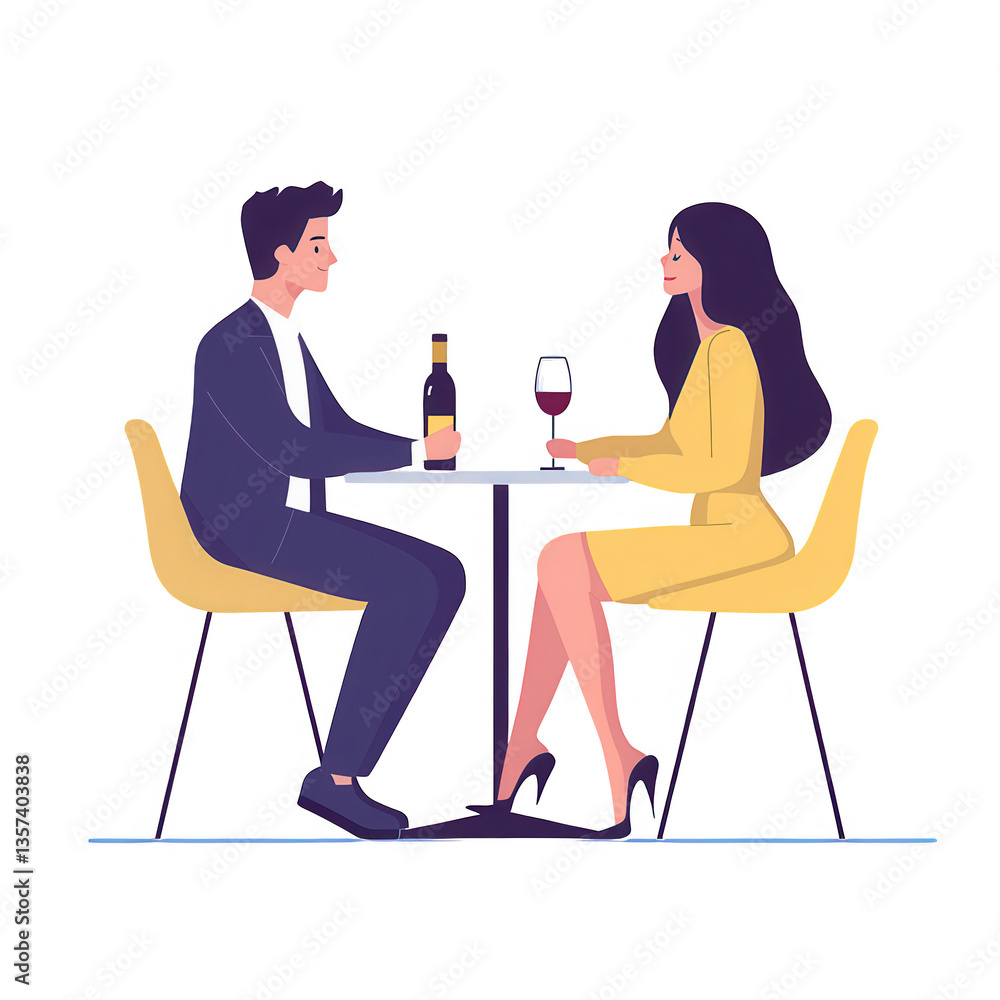 Couple enjoying dinner at a restaurant, elegantly dressed, intimate ambiance. Couple enjoying dinner at a restaurant, elegantly dressed, intimate ambiance.