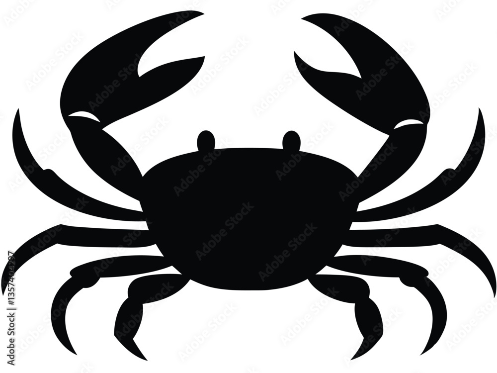 Crab silhouette vector, crab icon black vector seafood design. Crab silhouette vector, crab icon black vector seafood design.