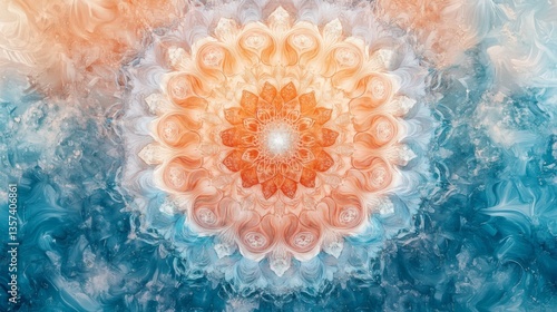 Abstract Mandala Art Blue Orange Swirls Design