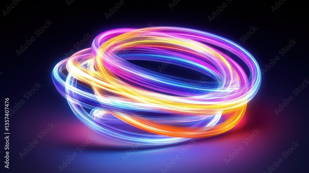 Abstract glowing neon rings on dark background Abstract glowing neon rings on dark background
