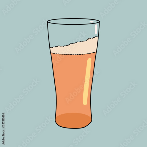 Stylized Beer Glass Vector Illustration Isolated