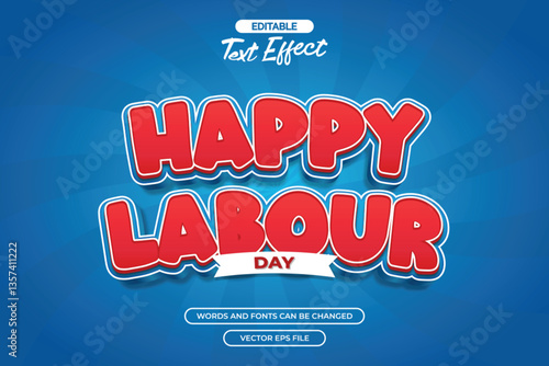 Happy labor day editable text effect with blue comic background
