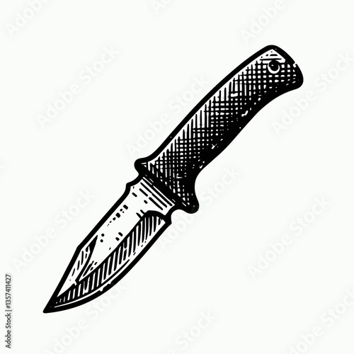 Detailed pencil sketch illustration on a light background, knife  