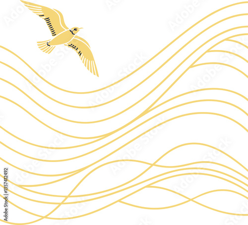 Flying Bird and Waves