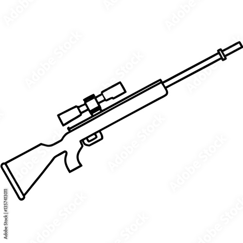 Sniper Rifle Outline Drawing Art