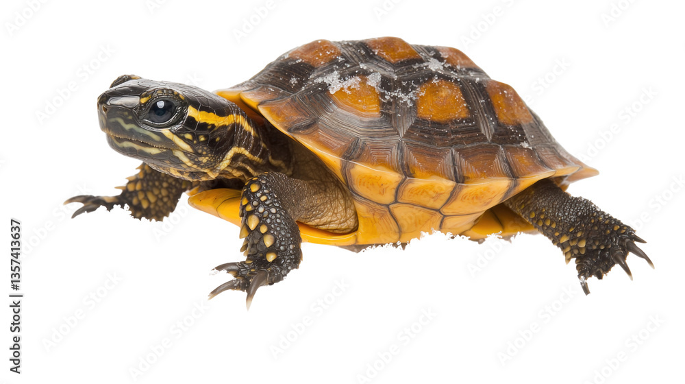 Obraz premium Captivating Portrait of a Colorful Turtle with Striking Shell and Unique Patterns