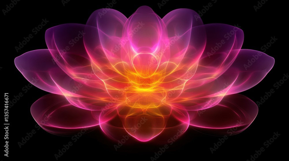 Abstract lotus flower, vibrant colors, dark background, spiritual aura Abstract lotus flower, vibrant colors, dark background, spiritual aura
