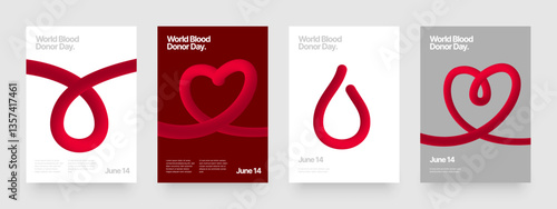 Heart and drop shape design from red lines for background, poster or cover. Layout for World Blood Donor Day, Medicine or Hospital. 