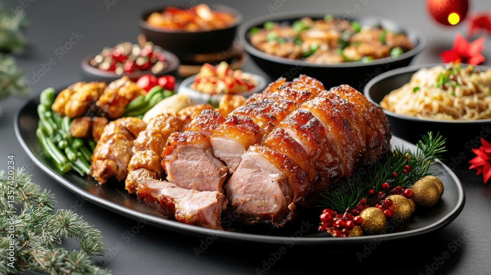 Deliciously Plated Meat and Fresh Vegetables on a Rustic Table Setting Deliciously Plated Meat and Fresh Vegetables on a Rustic Table Setting