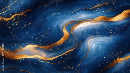 Creating Striking Marbled Fluid Art Studio Digital Artwork Creative Space Artist's Perspective Blue and Gold Elegance