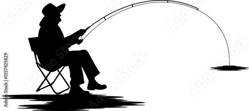 silhouette of a fisherman vector