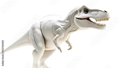 Standing Tyrannosaurus Rex Sculpture on White Background for Educational Content