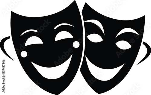 Theater masks  silhouette vector,theater mask icon