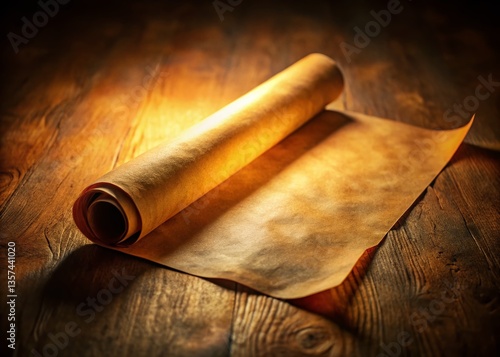 Low Light Clipart Roll Photography: Glowing  Vintage Paper Scroll in Dark