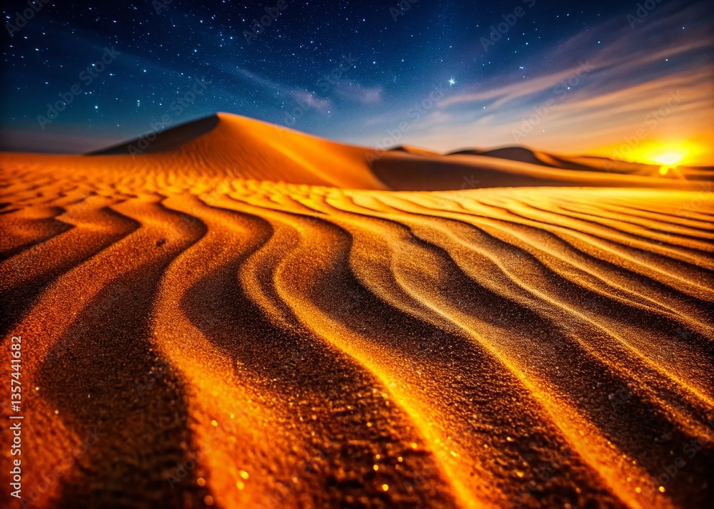 Naklejka premium Low Light Desert Sand Texture: Dramatic Nighttime Dunescape
