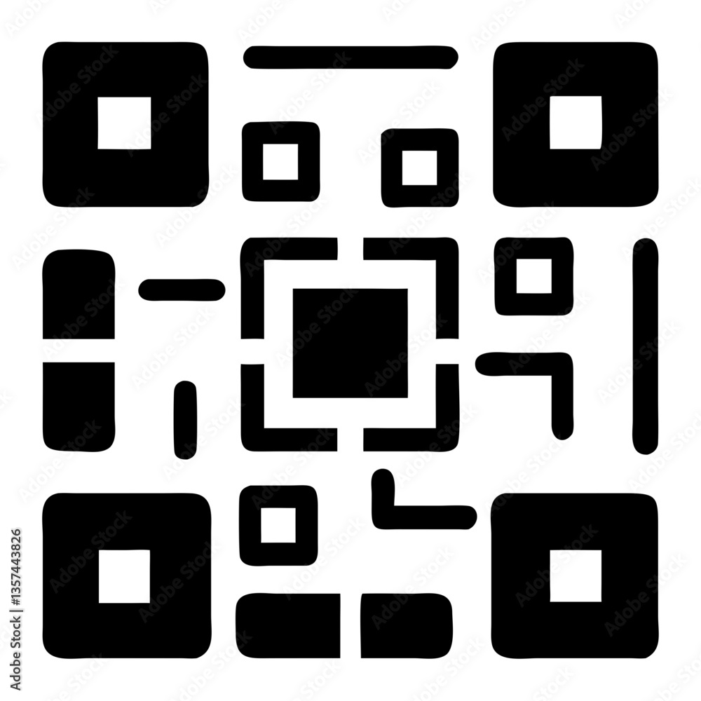 QR Code Icon Design in Minimalist Black and White Style QR Code Icon Design in Minimalist Black and White Style