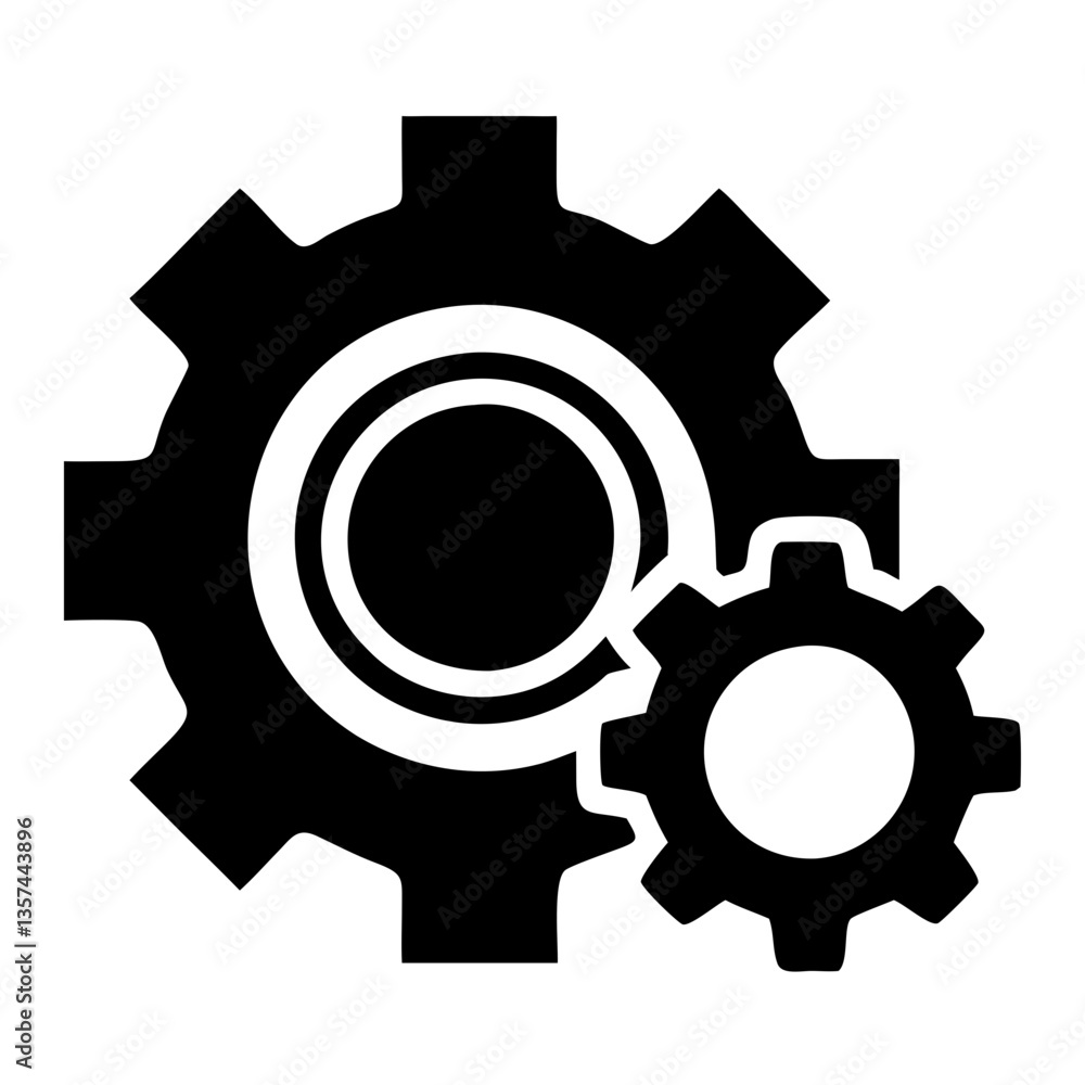 Gear icons symbolizing settings in black and white design Gear icons symbolizing settings in black and white design