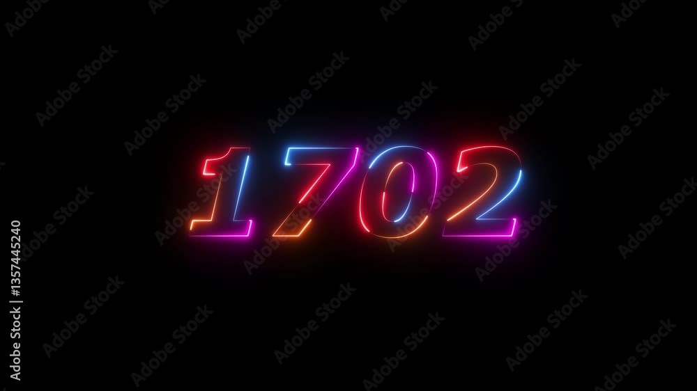 neon sign 1702 ,Four neon color Glowing neon number text background 4k video animation . 1702 title metal text on black alpha channel background neon sign 1702 ,Four neon color Glowing neon number text background 4k video animation . 1702 title metal text on black alpha channel background