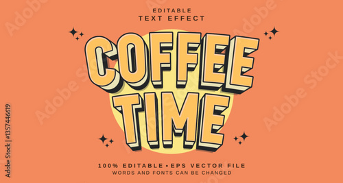Editable text style effect - Coffee Time text style theme.
