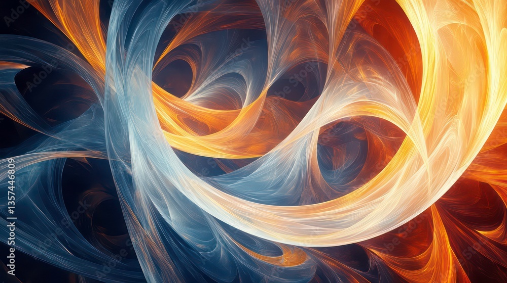 Abstract swirling patterns of fire and ice. Background dynamic interplay of colors. Possible use digital art, design Abstract swirling patterns of fire and ice. Background dynamic interplay of colors. Possible use digital art, design